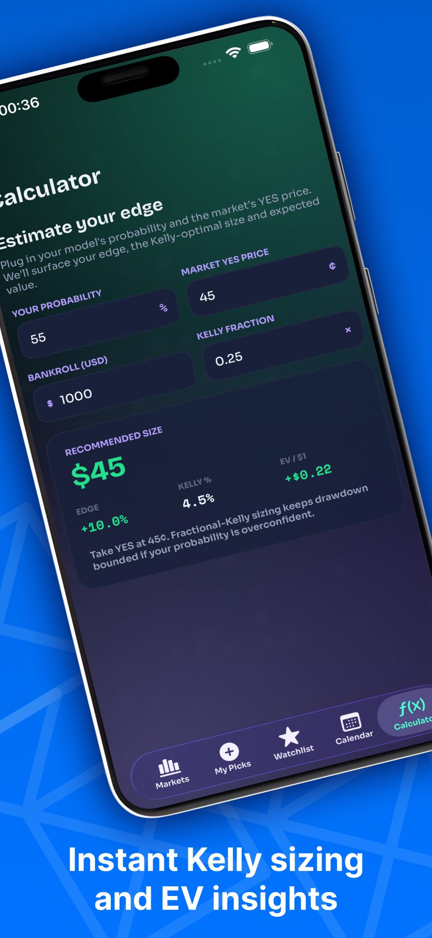 Kelly & EV calculator