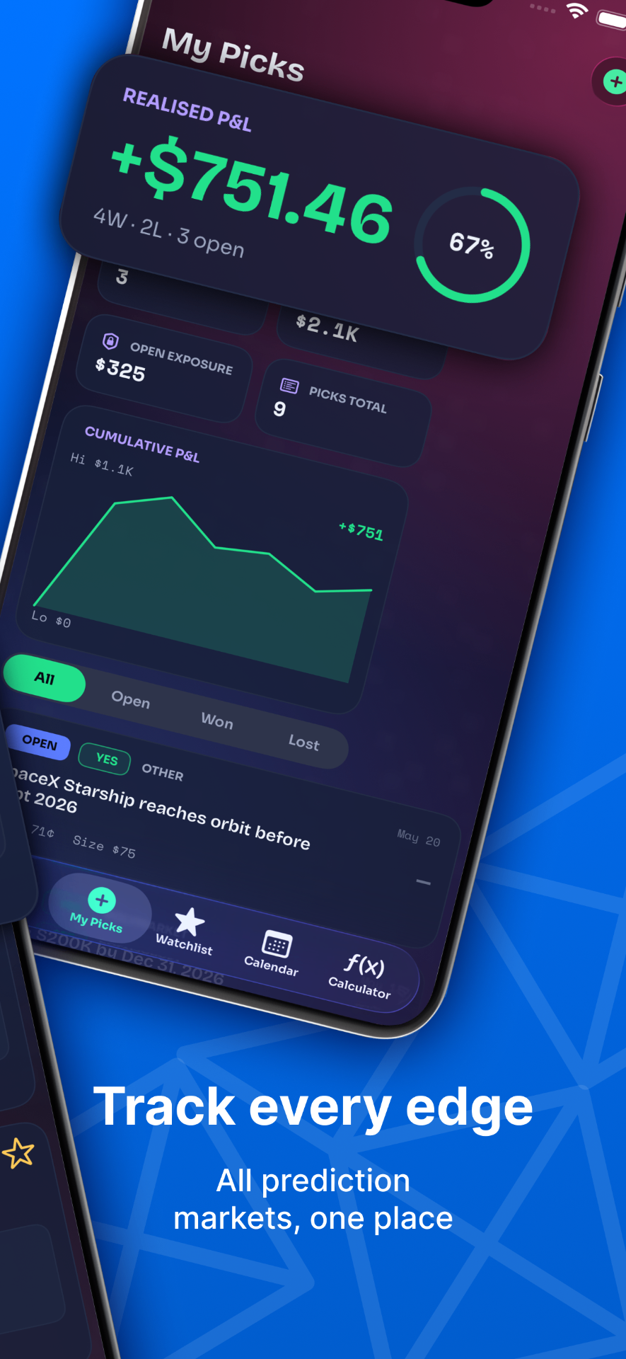 My Picks — bet journal with stats